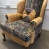 Vintage Duresta Wing Back Chair fully refurbished in Leather and Velvet - Image 5