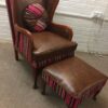 NEW Hand made Wing Back Chair And Footstool - Image 8